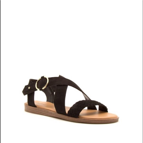 Qupid Braided x band Black Sandals - Picture 2 of 7